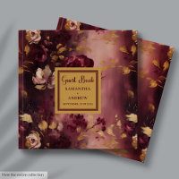Livre d'hôtes Mariage Boho Gold Boho Burgundy Mode