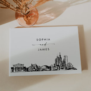 D'or Livre d'hôtes Mariage de Chicago Skyline