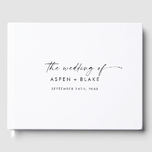 D'or Livre d'hôtes Mariage de script moderne
