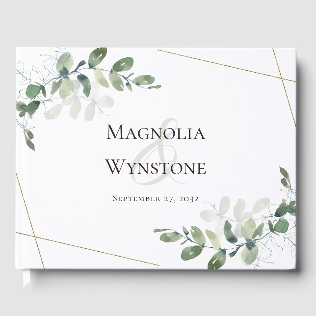 D'or Livre d'hôtes mariage Eucalyptus Greenery (Recto)