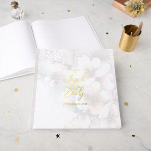D'or Livre d'hôtes Mariage Foil de fleurs de cerisier m