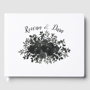 D'or Livre d'hôtes Mariage gothique Rose blanc et noir