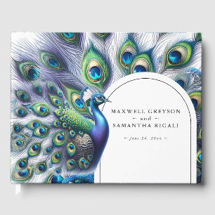 D'or Livre d'hôtes mariage Majestic Peacock