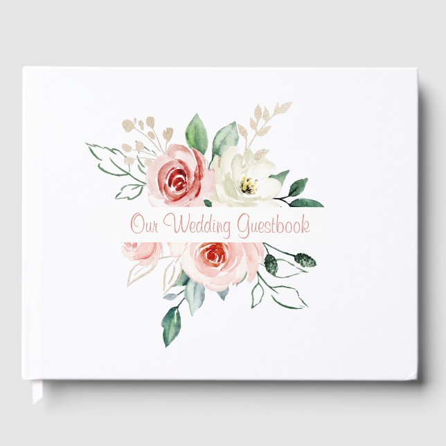 D'or Livre d'hôtes Mariage Rose (Recto)