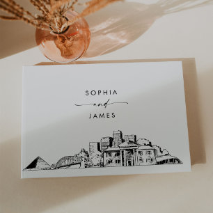 D'or Livre d'hôtes Memphis Skyline Mariage