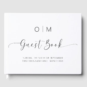 D'or Livre d'hôtes minimaliste moderne pour Mariage