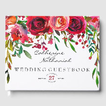 Livre d'hôtes moderne simple Red Rose Mariage