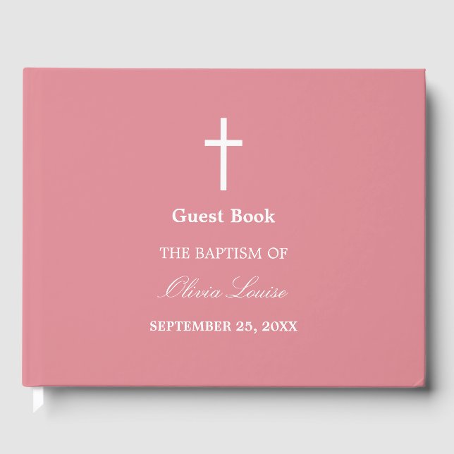 D'or Livre d'invité Blush Pink Baptism (Recto)