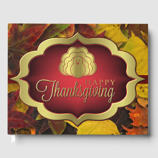 D'or Livre d'invité - Bon thanksgiving automnal