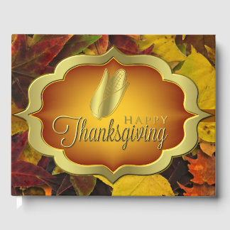 D'or Livre d'invité - Bon thanksgiving automnal
