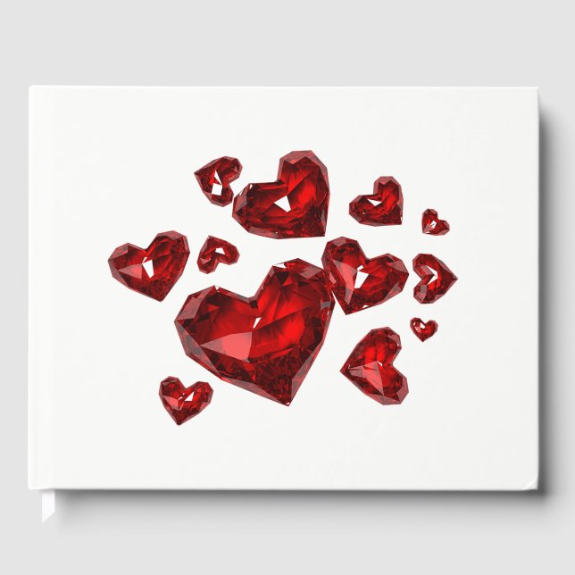 D'or Livre d'invité - Coeurs bijoux rouges (Recto)