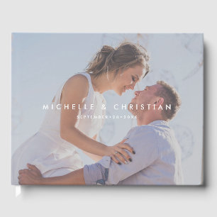 D'or Livre d'invité de mariage personnalisé avec photo
