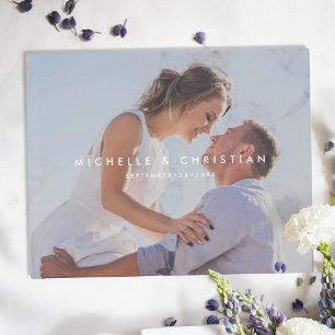 D'or Livre d'invité de mariage personnalisé avec photo
