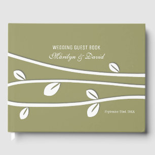 D'or Livre d'invité des Branches blanches en feuilles