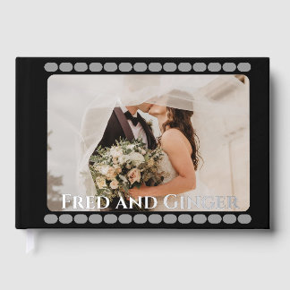 D'or Livre d'invité du mariage de feuille de style film
