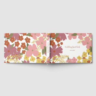 D'or Livre d'invité du Mariage de fleurs de Boho coloré
