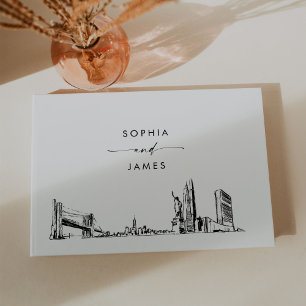 D'or Livre d'invité du Mariage Skyline de New York