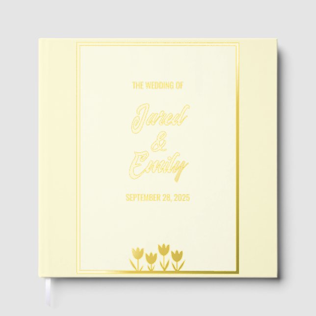 D'or Livre d'invité du Mariage Soft Yellow Gold Foil (Recto)