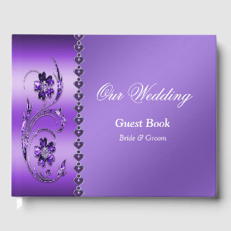 D'or Livre d'Invité Floral Violet