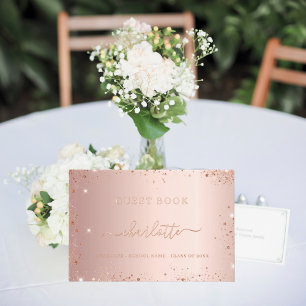 D'or Livre d'invité Graduation Party rose or parties sc