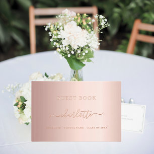 D'or Livre d'invité Graduation Party rose or rose