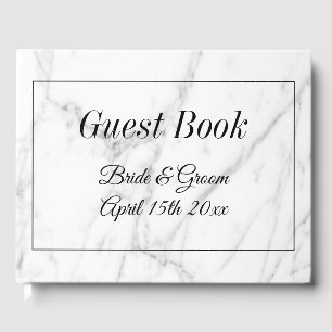 D'or Livre d'invité mariage en marbre blanc cher