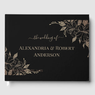 D'or Livre d'invité Mariage Fancy Gold Lines