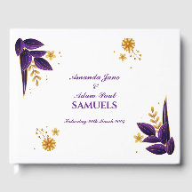 Livre d'invité mariage - Floral violet et or