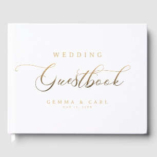 D'or Livre d'invité Mariage Gold Script