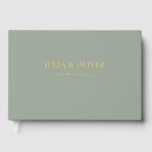 D'or Livre d'invité Mariage simple, Mariage lin invité 