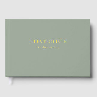 D'or Livre d'invité Mariage simple, Mariage lin invité