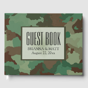 D'or Livre d'invité Mariage sur le camouflage vert pers
