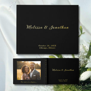 D'or Livre d'invité moderne Black Photo Gold Foil Guest