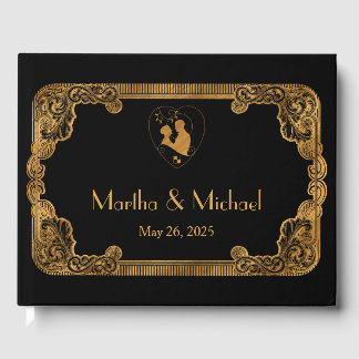 D'or Livre d'invité vintage Gold Foil Mariage
