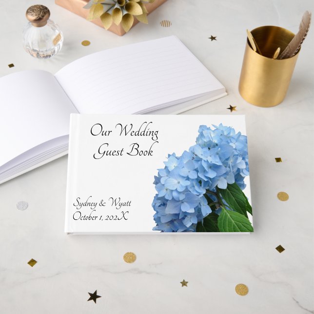 D'or Livre d'invités Blue Heaven Custom Wedding (Recto ouvert)