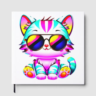 D'or Livre d'invités..."Super Neon Cat Wall Art - Vibra
