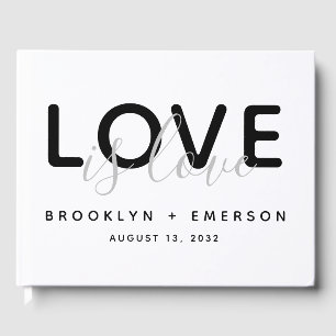 D'or Love is Love Monochrome Gay Mariage livre d'hôtes
