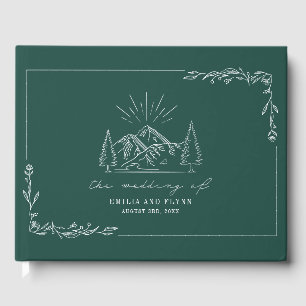 D'or Mountain Forest Emerald Rustic Mariage livre d'hôt