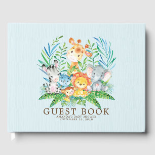 D'or Neutral Safari Jungle Boys Baby shower Livre d'hôt