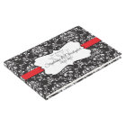Noir Blanc Damask Red Stripe Mariage Livre d'invit