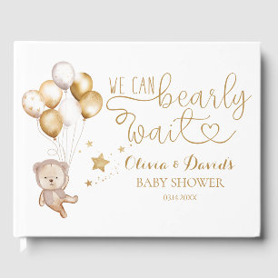 D'or Nous pouvons attendre Baby shower livre d'invité