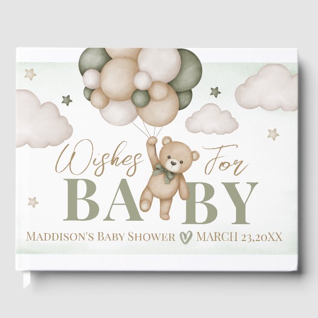 D'or Nous pouvons attendre Baby shower livre d'invité (Recto)