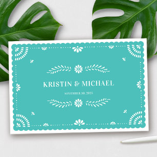 D'or Papel Picado Mariage mexicain Livre d'or, Turquois