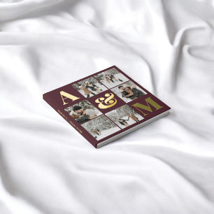 D'or Photo Elegant Monogram Bourgogne Mariage Livre d'i
