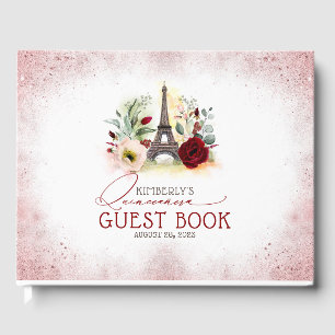 D'or Quinceanera Bourgogne Blush Rose Floral Livre d'In