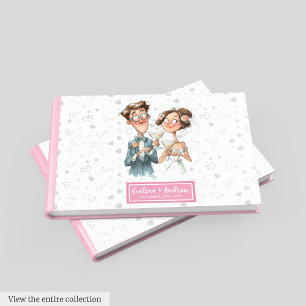 D'or Quirky Mariage Livre d'invité Funny Aquarelle Coup