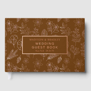 D'or Real Foil Botanical Floral Mariage Livre d'invité