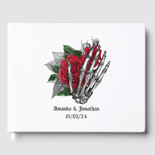 D'or Red Floral Gothique Mariage livre d'hôtes