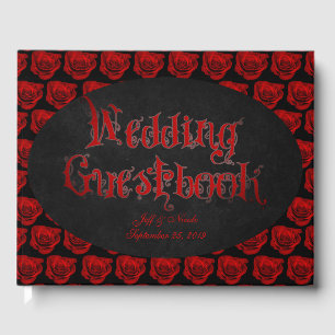 D'or Red Roses Victorian Goth Livre d'invité Mariage