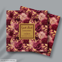 Romantique Bourgogne Blush Gold Mariage Livre d'hô